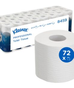 Kleenex Toilet Tissue Rolls 8459 - 3 Ply Toilet Paper - 8 Packs of 9 Rolls (195 Sheets per Roll)