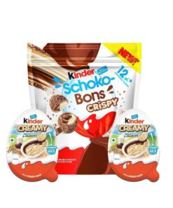Kinder Schokobons Crispy: 1x 67.2g Pack + 2x Kinder Creamy 19g - Creamy | Milky & Crunchy Snack